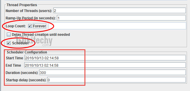 scheduler configuration of jmeter